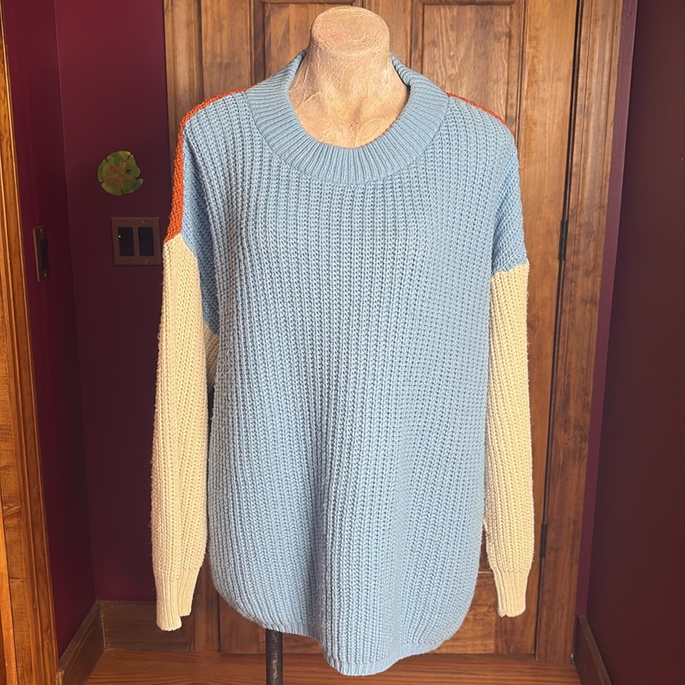 Pretty Little Thing Color Block Sweater Dress | baby blue m, cayenne, creme sz S - Picture 4 of 11